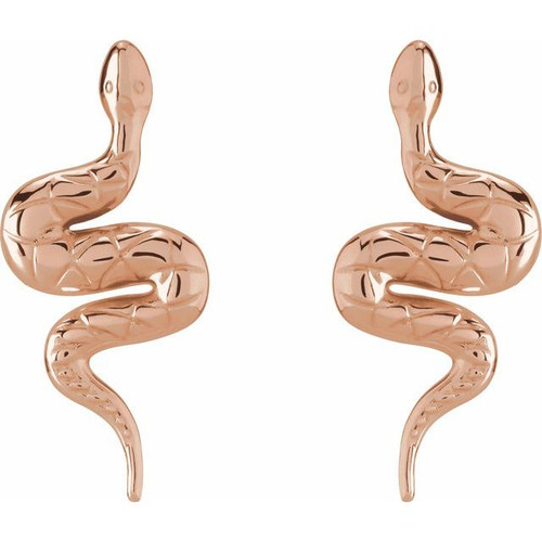 diamond Twisted Snake Earring With Ruby In 14K Rose Gold | Fascinating  Diamonds